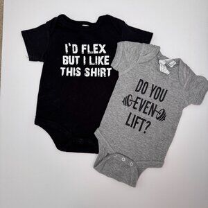 Set of 2 Onesies for a Weighlifting Baby, size 0-3 months, 3-6 months